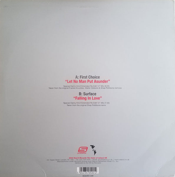First Choice / Surface : Let No Man Put Asunder / Falling In Love (12" Re-Edit) (12")