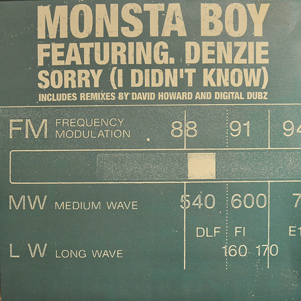 Monsta Boy Featuring.  Denzie : Sorry (I Didn't Know) (12")