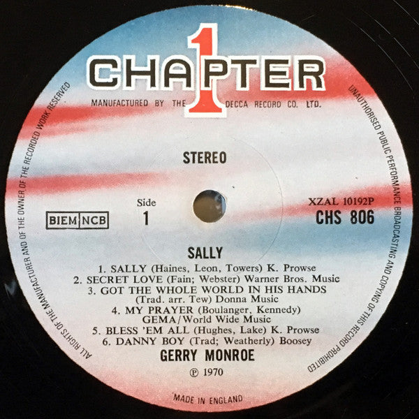 Gerry Monroe : Sally - Pride Of Our Alley (LP, Album)