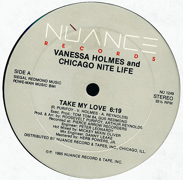 Vanessa Holmes And Chicago Nite Life : Take My Love (12")