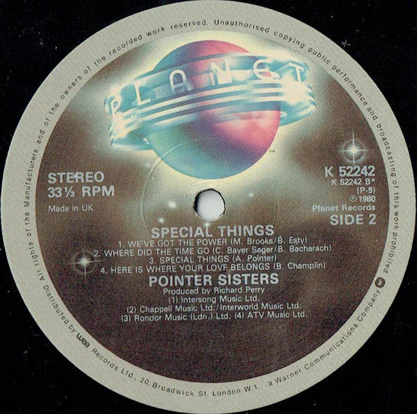 Pointer Sisters : Special Things (LP, Album)