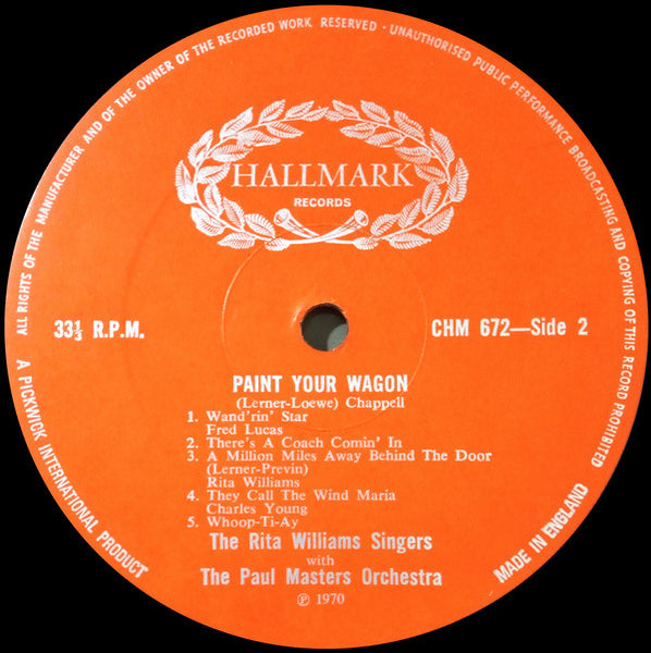 The Rita Williams Singers with The Paul Masters Orchestra : Music From The Paramount Motion Picture Paint Your Wagon (LP, Album)