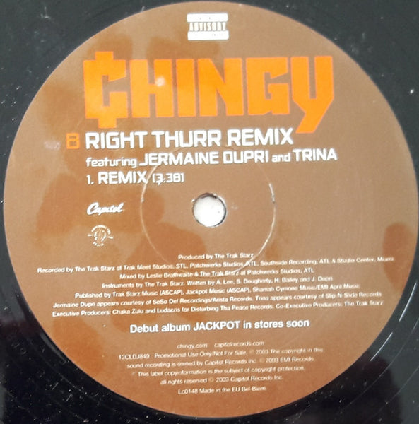 Chingy : Right Thurr (12", Promo)