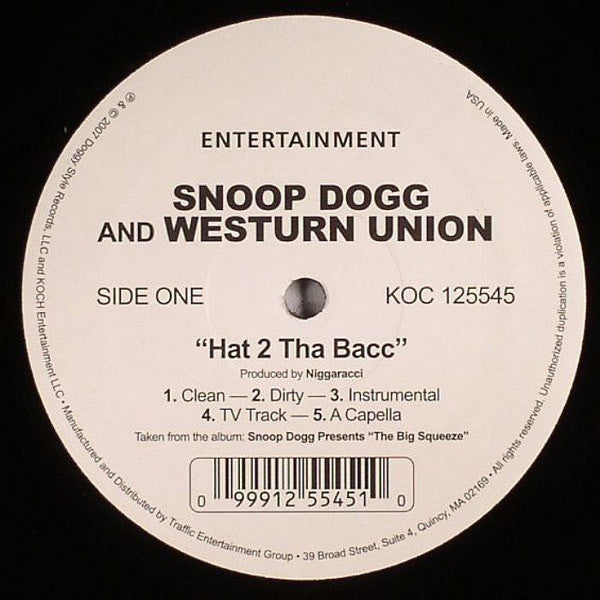 Snoop Dogg And Western Union / Snoop Dogg And Azure (8) : Hat 2 Tha Bacc / Get It Started (12")