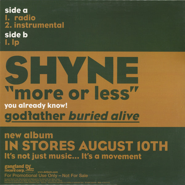 Shyne : More Or Less (12", Promo, Gre)