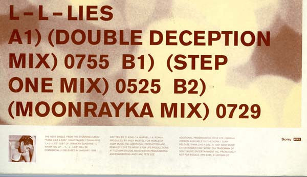 Diana King : L - L - Lies (12", Promo)