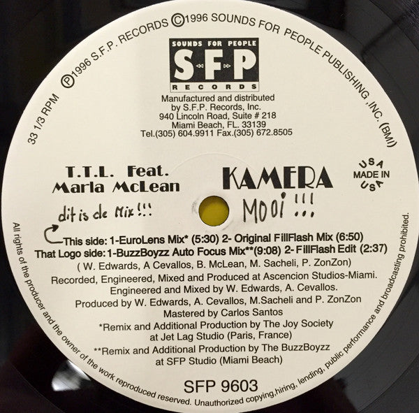 T.T.L. Featuring Marla McLean : Kamera (12")