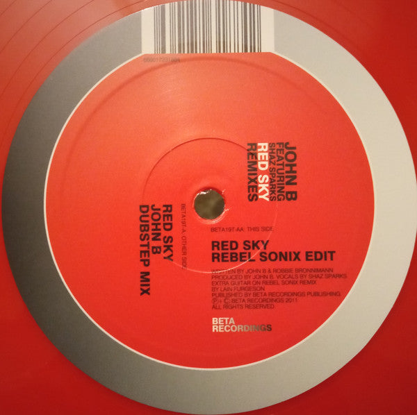 John B Featuring Shaz Sparks : Red Sky (Remixes) (12", Red)