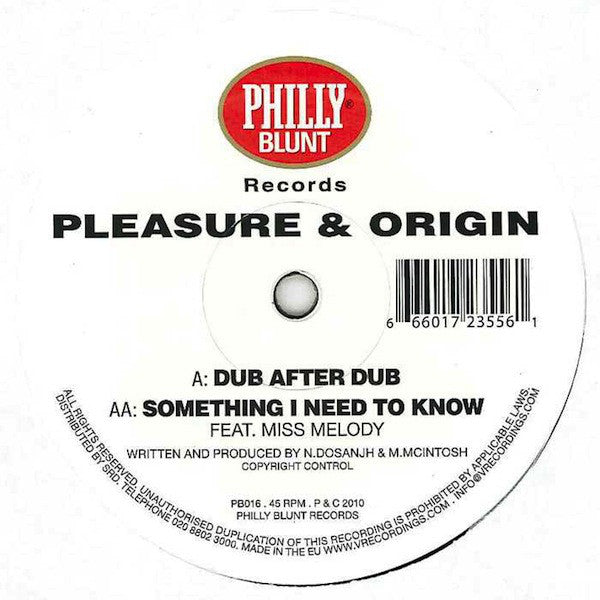 DJ Pleasure & DJ Origin : Dub After Dub / Something I Need To Know (12")