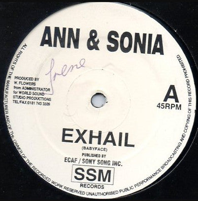 Ann & Sonia : Exhail (12")