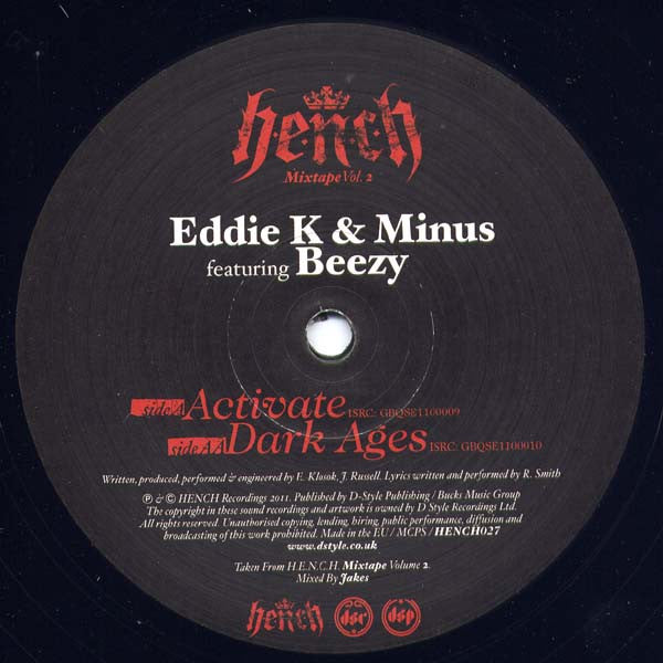 Eddie K (2) & Minus (13) featuring Beezy : Activate / Dark Ages (12", Smplr)