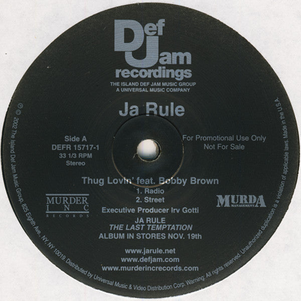 Ja Rule : Thug Lovin' (12", Single, Promo)