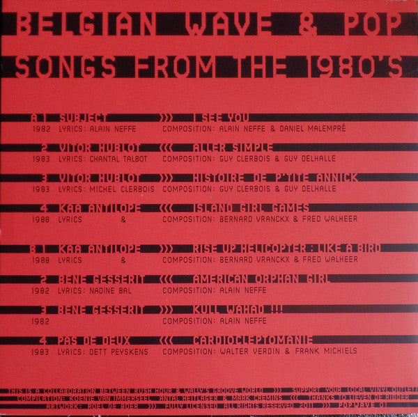 Various : Belgian Wave & Pop Songs From The 1980's (LP, Comp)