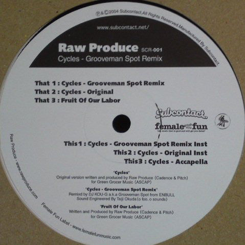 Raw Produce : Cycles (Grooveman Spot Remix) (12")