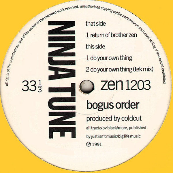 Bogus Order : Return Of Brother Zen / Do Your Own Thing (12")