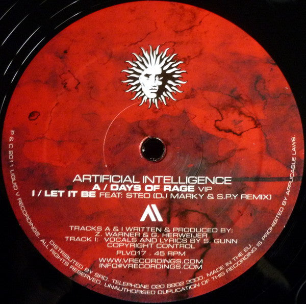 Artificial Intelligence : Days Of Rage VIP / Stand Alone (12")