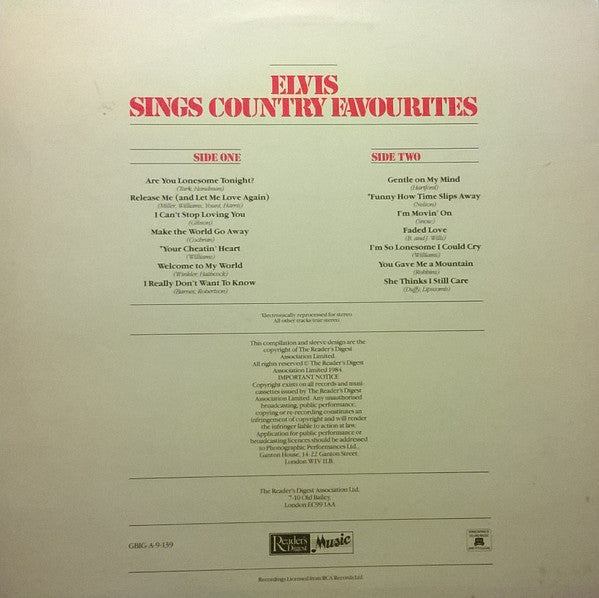 Elvis Presley : Elvis Sings Country Favorites (LP, Comp)