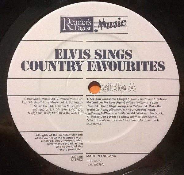 Elvis Presley : Elvis Sings Country Favorites (LP, Comp)