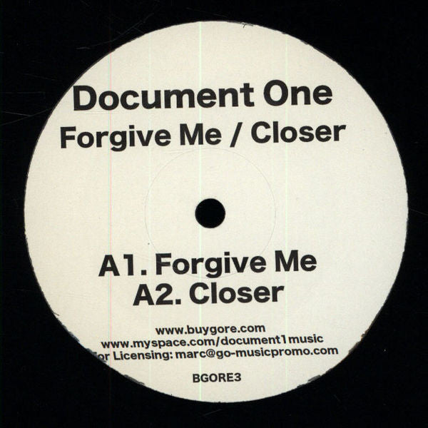 Document One : Forgive Me / Closer (12")