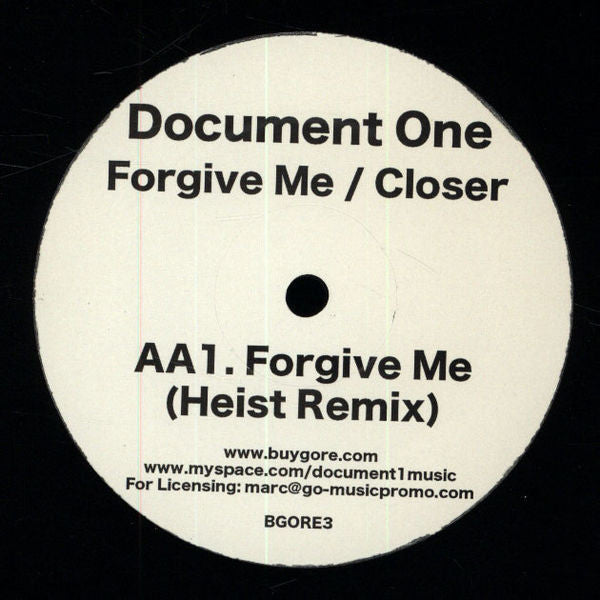 Document One : Forgive Me / Closer (12")