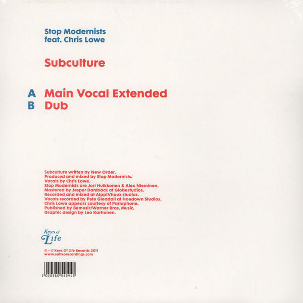 Stop Modernists Featuring Chris Lowe : Subculture (12")