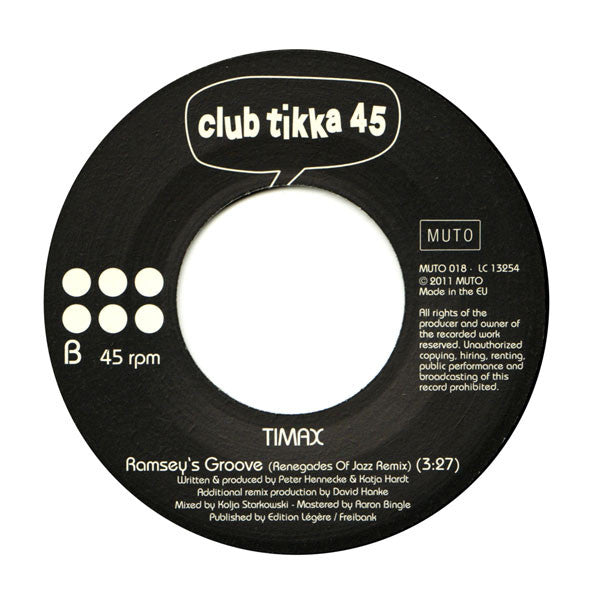 Renegades Of Jazz / Timax : Moo Juice (Benji Boko & Boy Com Remix) / Ramsey's Groove (Renegades Of Jazz Remix) (7", Ltd, 45r)