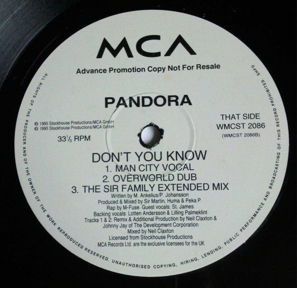 Pandora : Don't You Know (12", Promo)