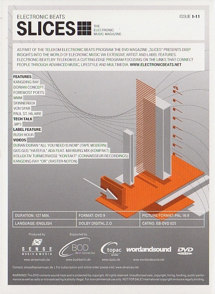 Various : Slices - The Electronic Music Magazine. Issue 1-11 (DVD-V, PAL, DVD)