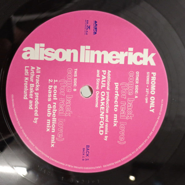 Alison Limerick : Come Back (For Real Love) (12", Promo)