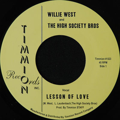 Willie West And The High Society Bros* : Lesson Of Love (7")