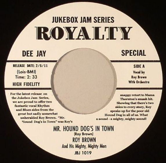 Roy Brown & His Mighty-Mighty Men : Mr. Hound Dog's In Town / Fannie Brown Got Married (7", Single, Ltd, RE)