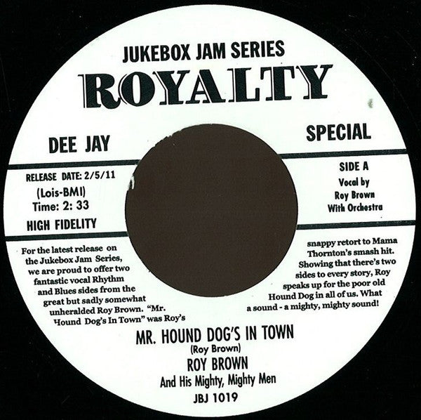 Roy Brown & His Mighty-Mighty Men : Mr. Hound Dog's In Town / Fannie Brown Got Married (7", Single, Ltd, RE)