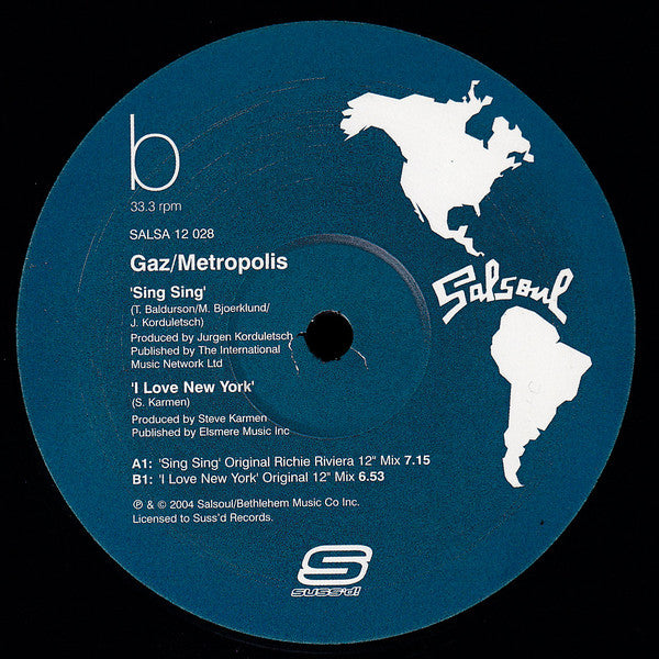 Gaz / Metropolis (5) : Sing Sing / I Love New York (12", RM)