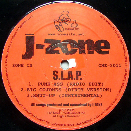 J-Zone : S.L.A.P. B/W Ho Kung-Fu & County Check Pimpin' Rmx (12")