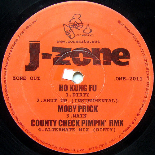 J-Zone : S.L.A.P. B/W Ho Kung-Fu & County Check Pimpin' Rmx (12")