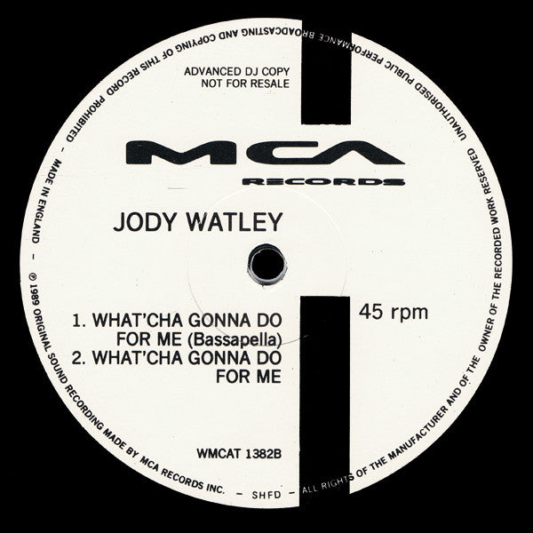 Jody Watley : What'cha Gonna Do For Me (12", Promo)