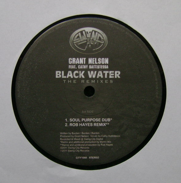 Grant Nelson Feat. Cathy Battistessa : Black Water - The Remixes (12")