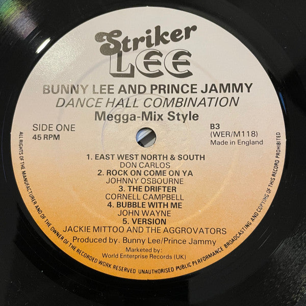 Bunny Lee And Prince Jammy : Dance Hall Combination Megga-Mix Style (12", Mixed)