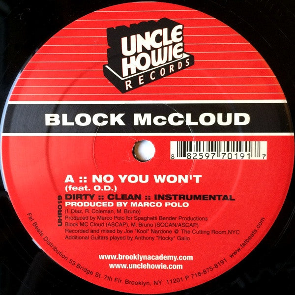 Block McCloud : No You Won't / Masters Degree (12")