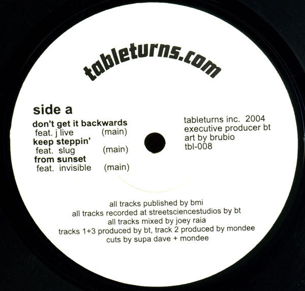 J-Live / Slug / Invisible (3) : Don't Get It Backwards / Keep Steppin' / From Sunset (12")