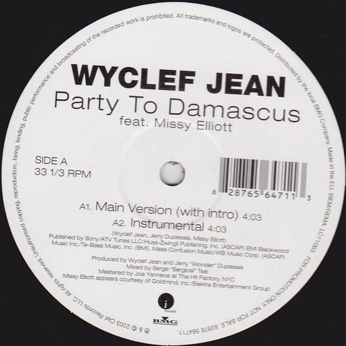 Wyclef Jean Feat. Missy Elliott : Party To Damascus (12", Promo)