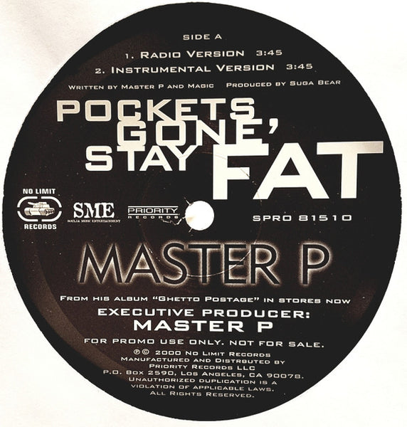 Master P : Pockets Gone, Stay Fat (12", Promo)