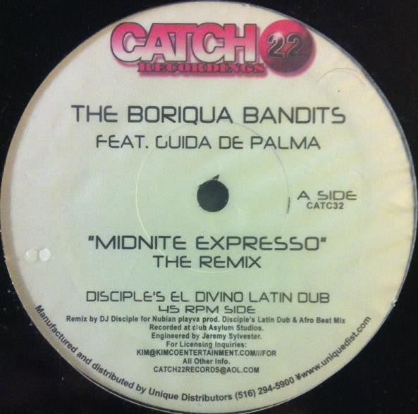 Boriqua Bandits Feat. Guida De Palma : Midnite Expresso: The Remix (12")