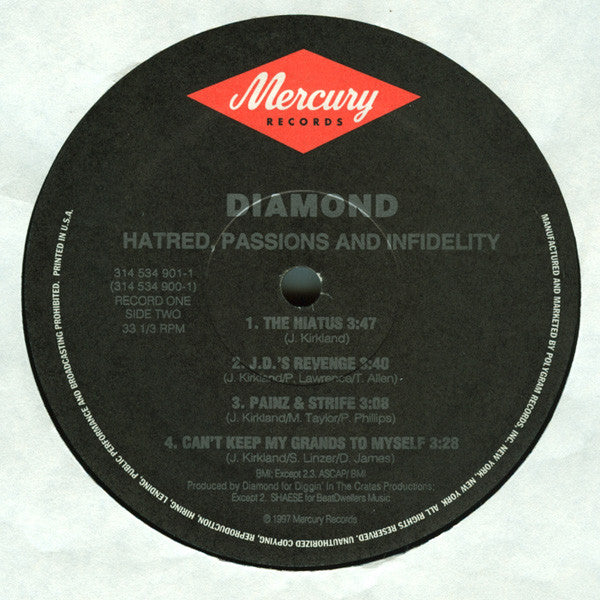 Diamond D : Hatred, Passions And Infidelity (2xLP, Album)