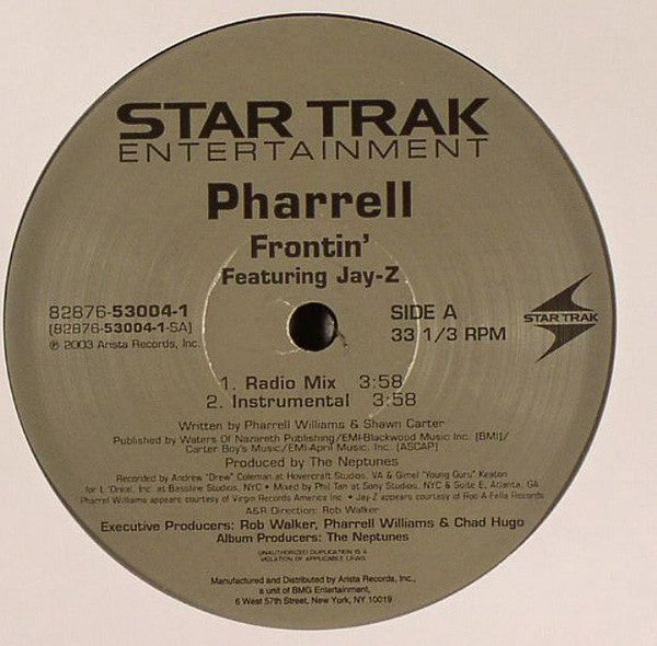 Pharrell Williams Featuring Jay-Z : Frontin' (12")