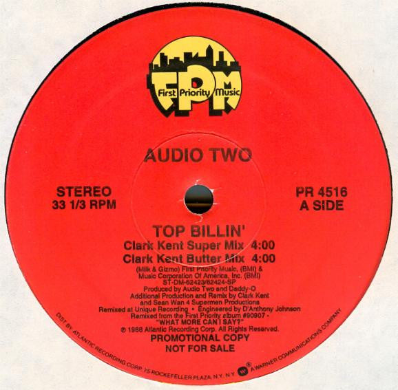 Audio Two : Top Billin' (12", Promo)