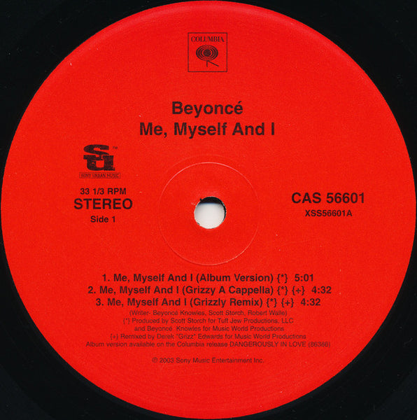 Beyoncé : Me, Myself And I  (Bangin' Urban Mixes) (12")