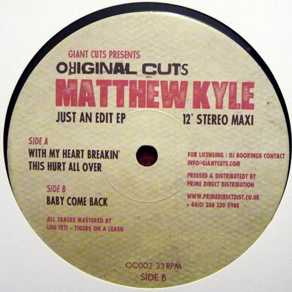 Matthew Kyle : Just An Edit EP (12", EP, Maxi)