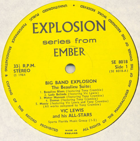 Vic Lewis And His Allstars : Big Band Explosion (LP, Album, RE)