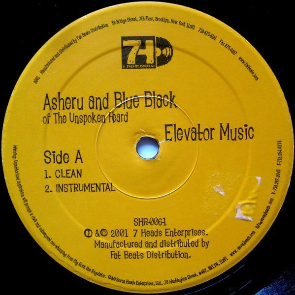 Asheru And Blue Black Of The Unspoken Heard : Elevator Music b/w B-Boy (12")